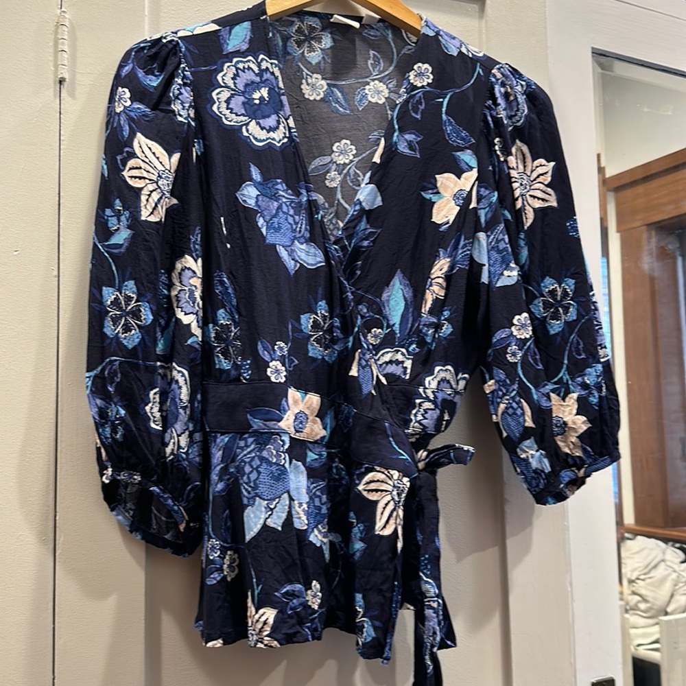 Floral Wrap-Front Blouse